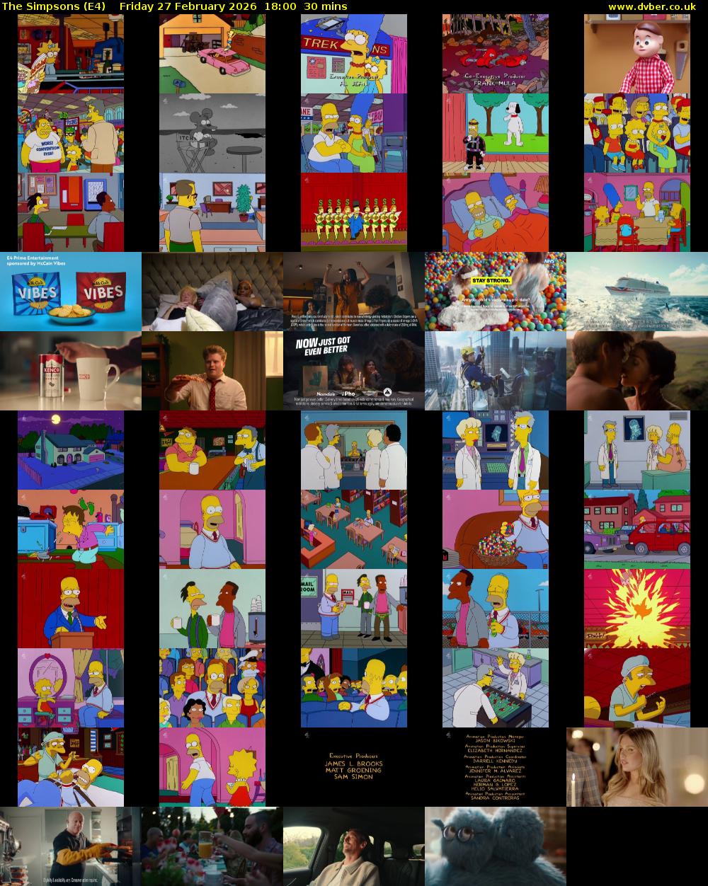 The Simpsons (E4) Friday 27 February 2026 18:00 - 18:30