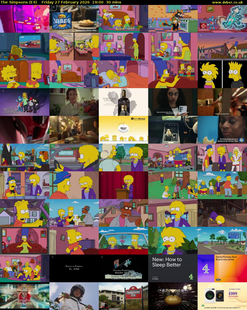 The Simpsons (E4) Friday 27 February 2026 19:00 - 19:30