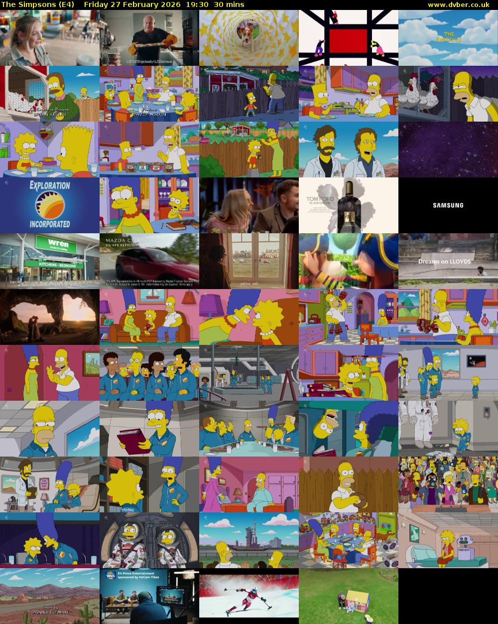 The Simpsons (E4) Friday 27 February 2026 19:30 - 20:00