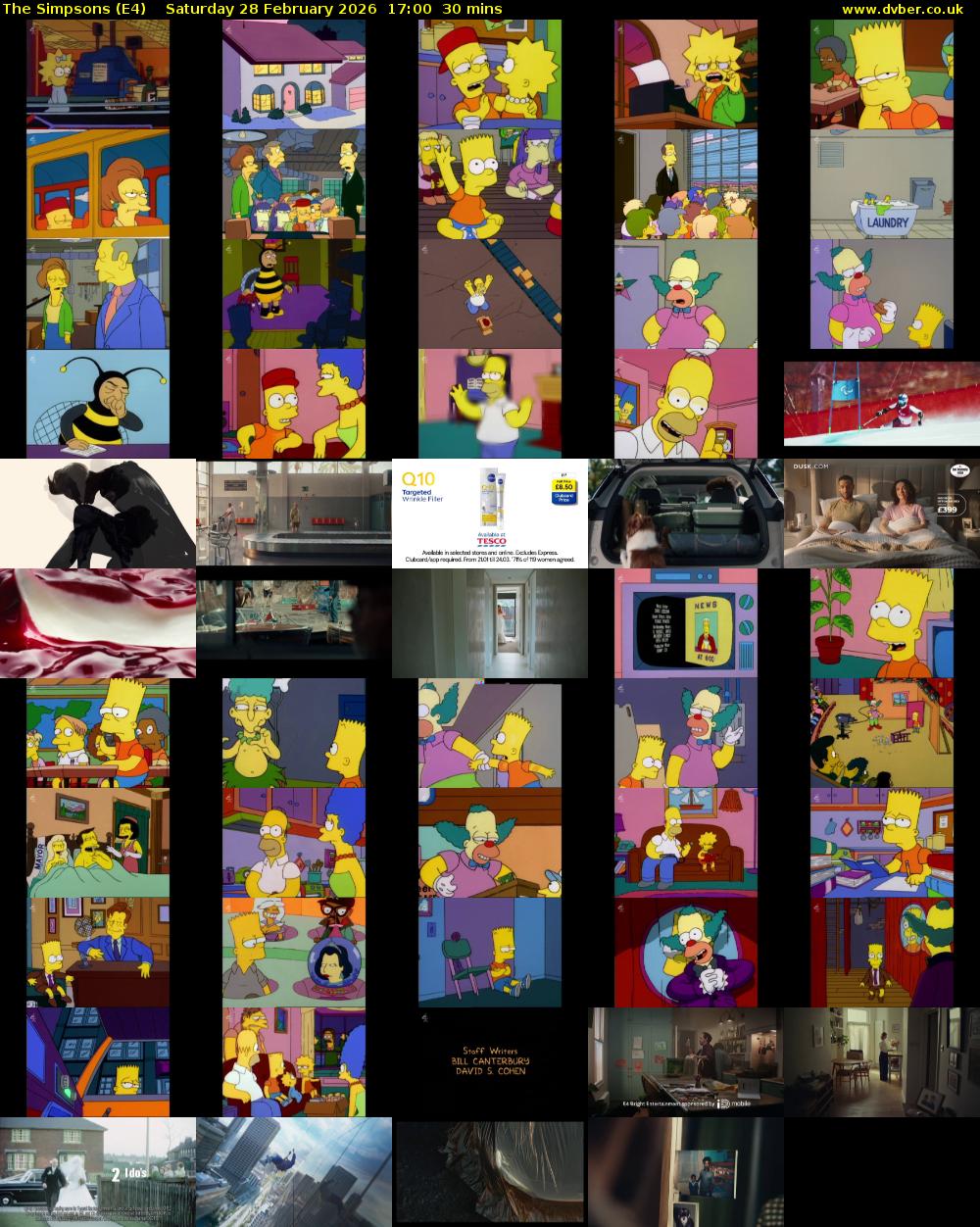 The Simpsons (E4) Saturday 28 February 2026 17:00 - 17:30