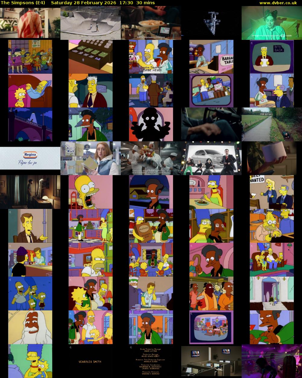 The Simpsons (E4) Saturday 28 February 2026 17:30 - 18:00