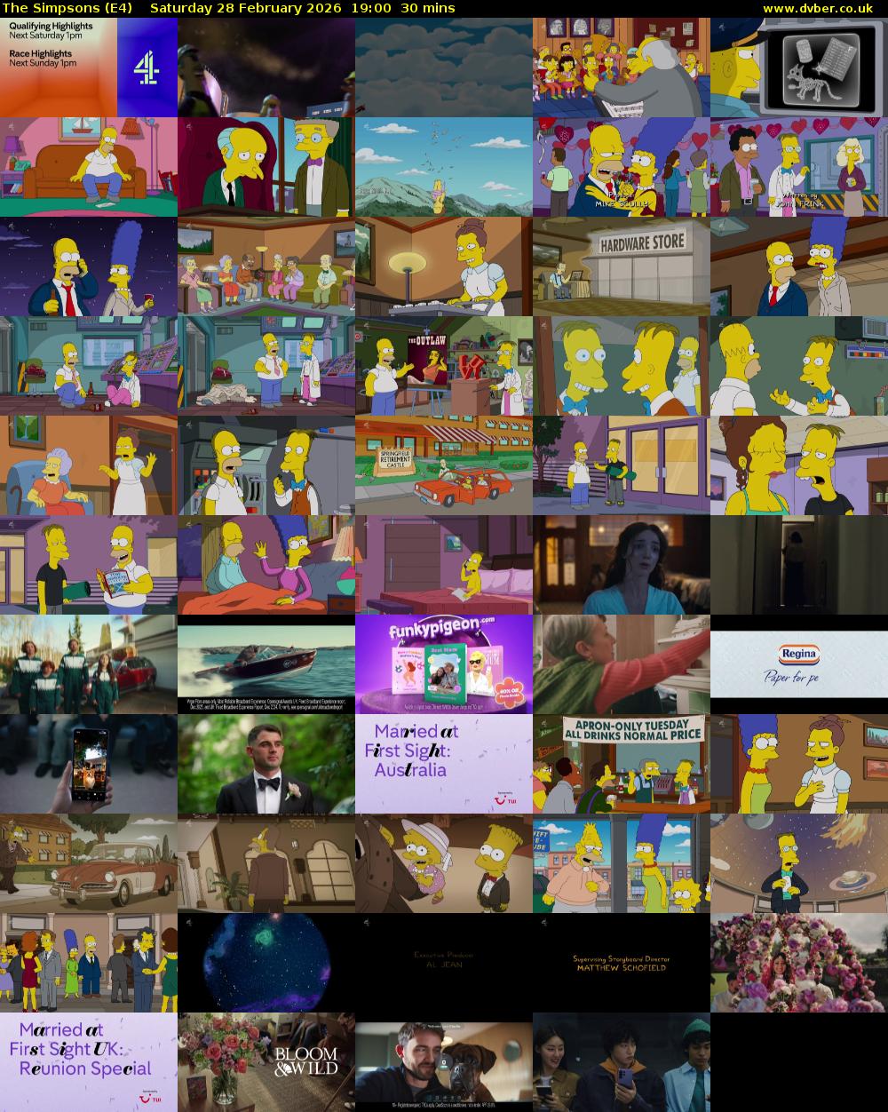 The Simpsons (E4) Saturday 28 February 2026 19:00 - 19:30