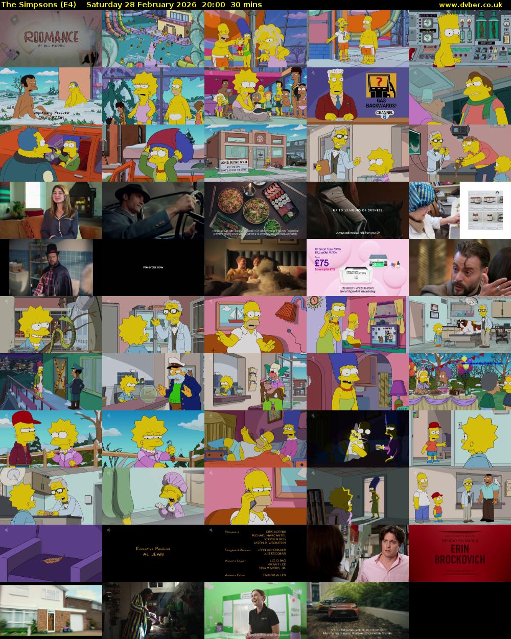 The Simpsons (E4) Saturday 28 February 2026 20:00 - 20:30