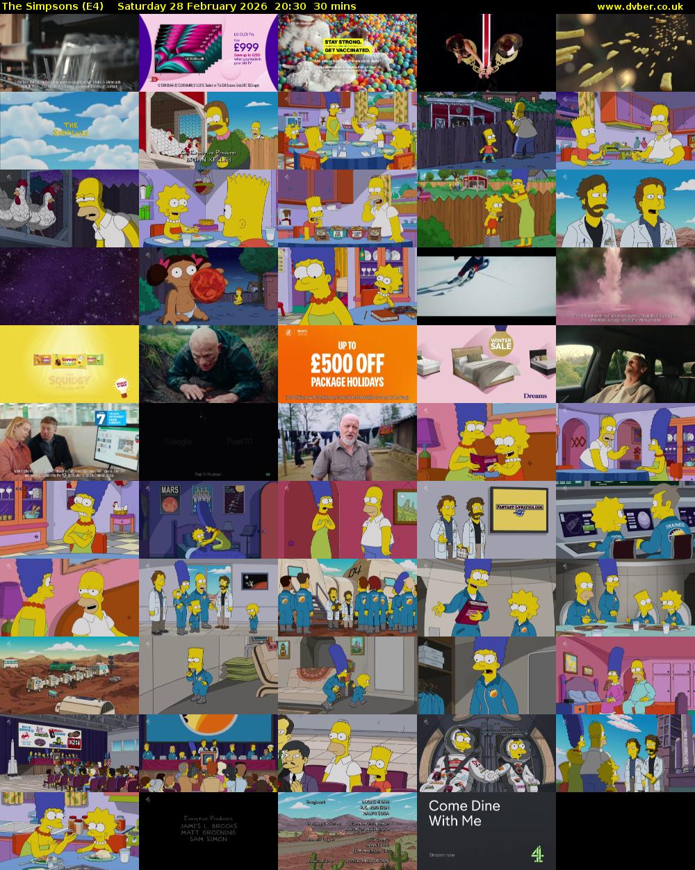 The Simpsons (E4) Saturday 28 February 2026 20:30 - 21:00
