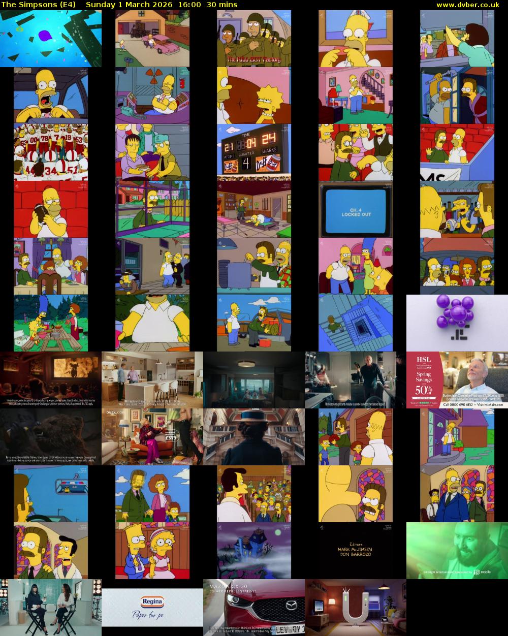 The Simpsons (E4) Sunday 1 March 2026 16:00 - 16:30