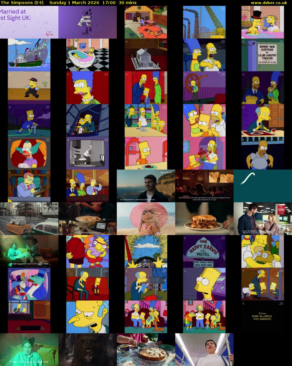 The Simpsons (E4) Sunday 1 March 2026 17:00 - 17:30