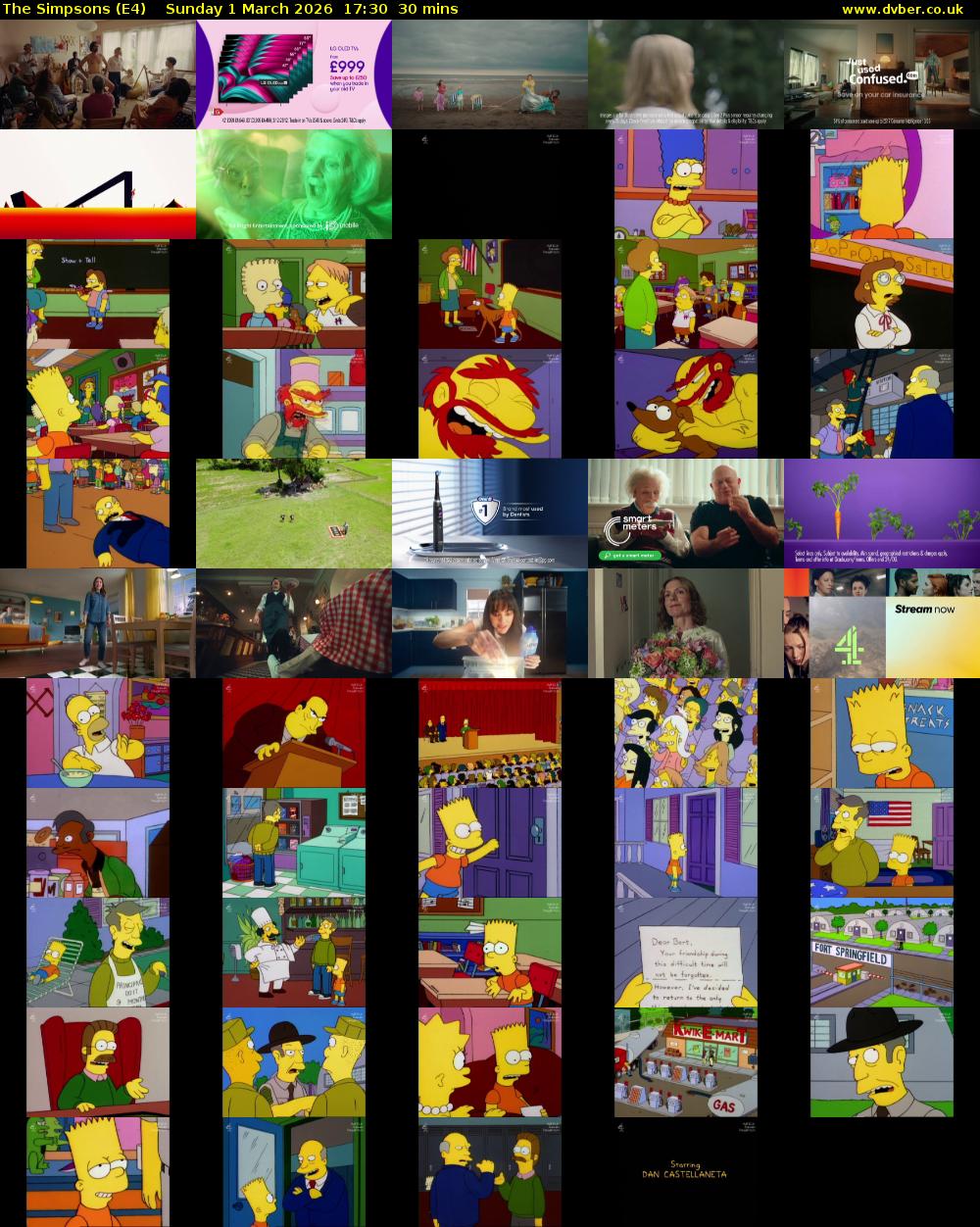The Simpsons (E4) Sunday 1 March 2026 17:30 - 18:00