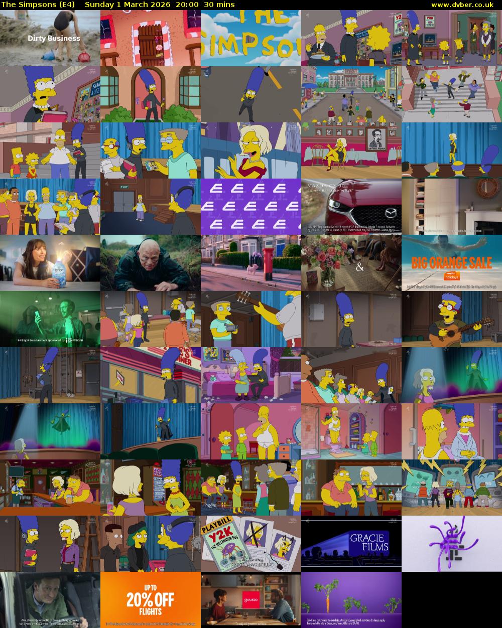 The Simpsons (E4) Sunday 1 March 2026 20:00 - 20:30