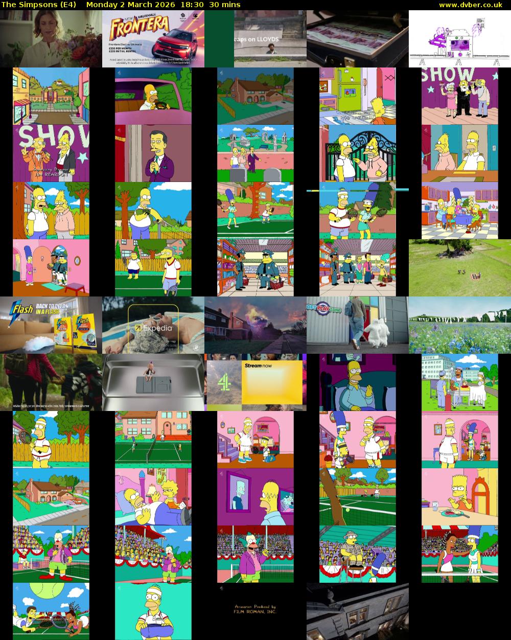 The Simpsons (E4) Monday 2 March 2026 18:30 - 19:00