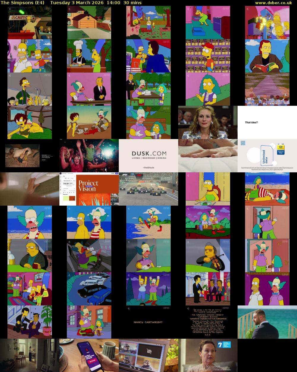 The Simpsons (E4) Tuesday 3 March 2026 14:00 - 14:30