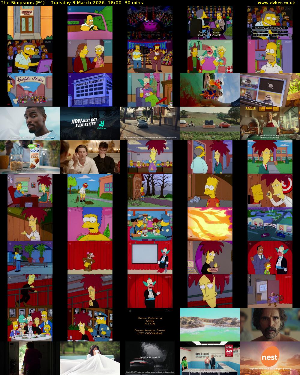 The Simpsons (E4) Tuesday 3 March 2026 18:00 - 18:30