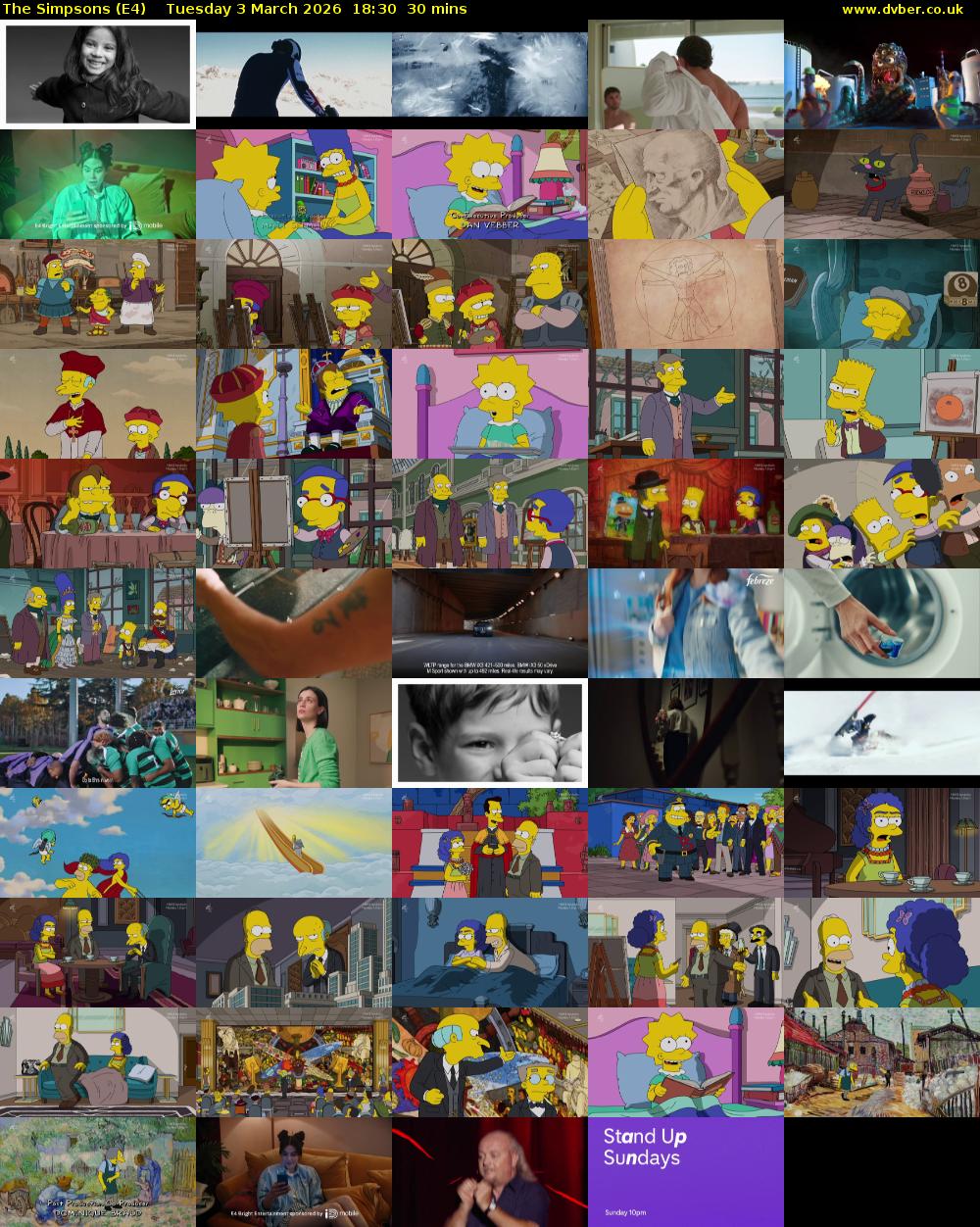 The Simpsons (E4) Tuesday 3 March 2026 18:30 - 19:00