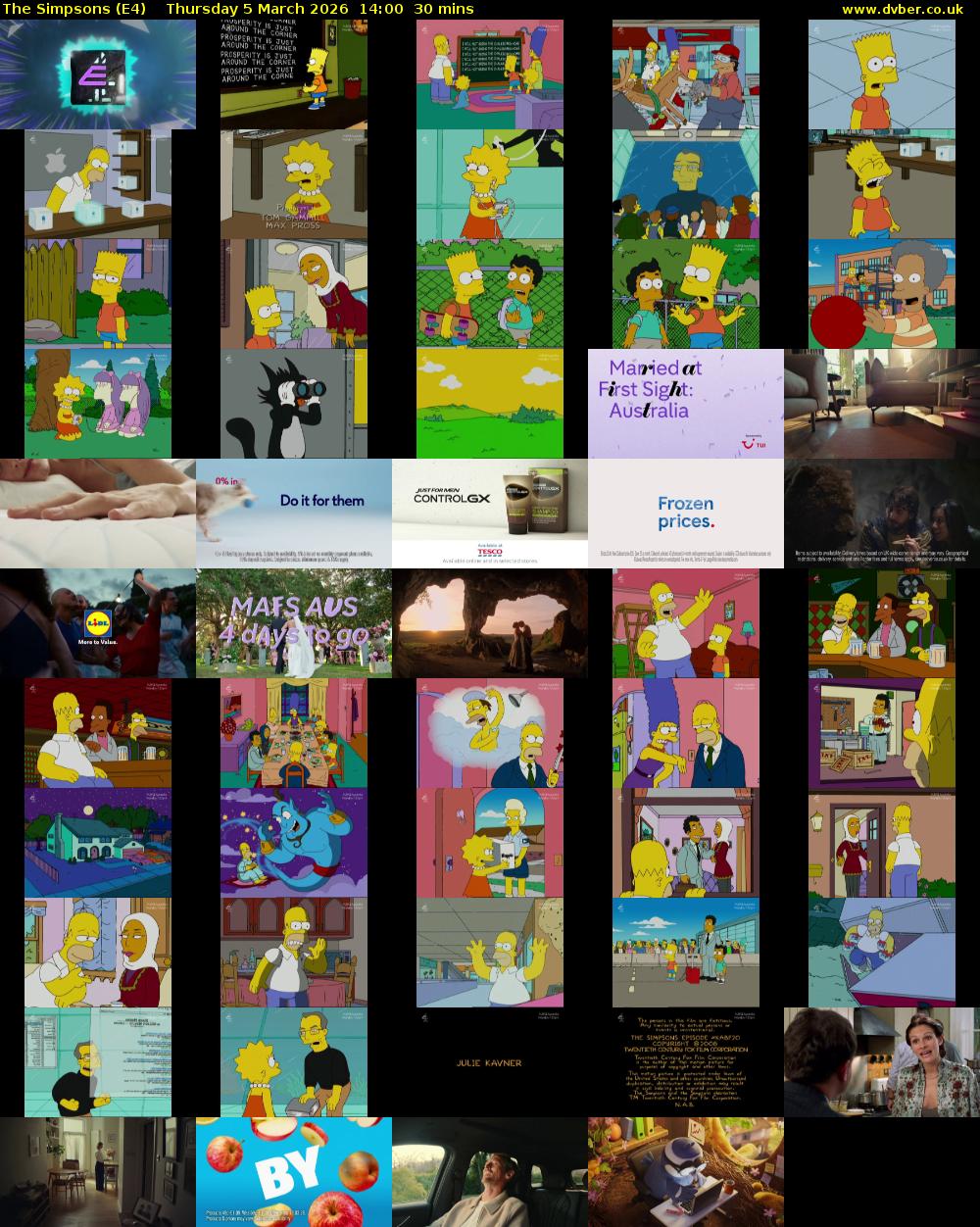 The Simpsons (E4) Thursday 5 March 2026 14:00 - 14:30