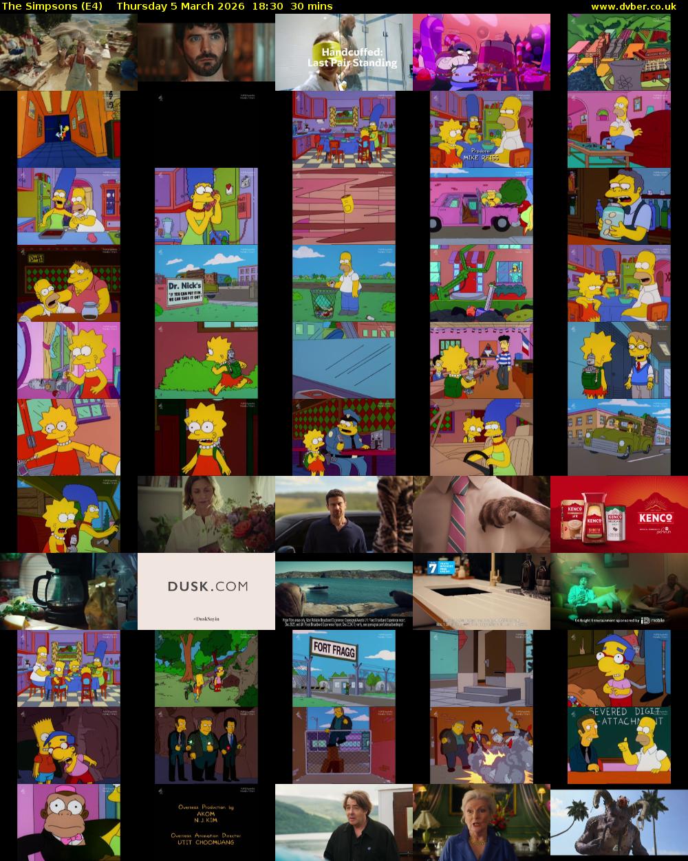 The Simpsons (E4) Thursday 5 March 2026 18:30 - 19:00