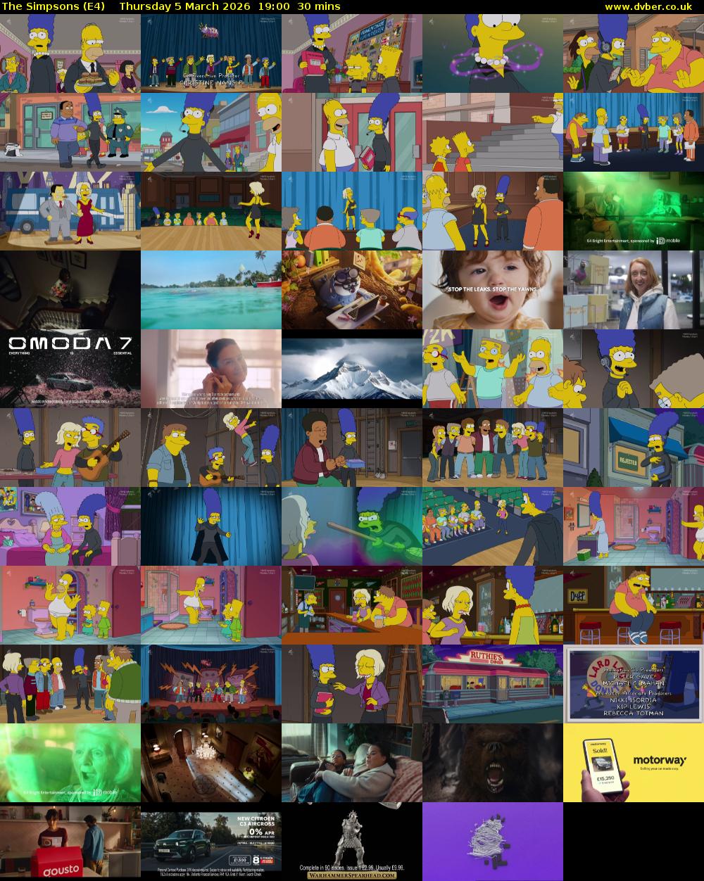 The Simpsons (E4) Thursday 5 March 2026 19:00 - 19:30