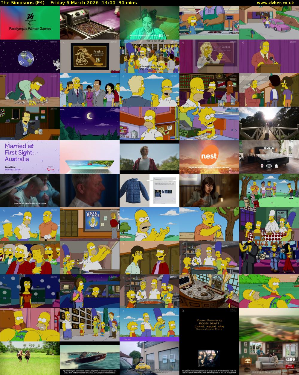 The Simpsons (E4) Friday 6 March 2026 14:00 - 14:30