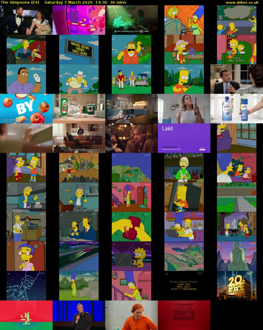 The Simpsons (E4) Saturday 7 March 2026 14:30 - 15:00