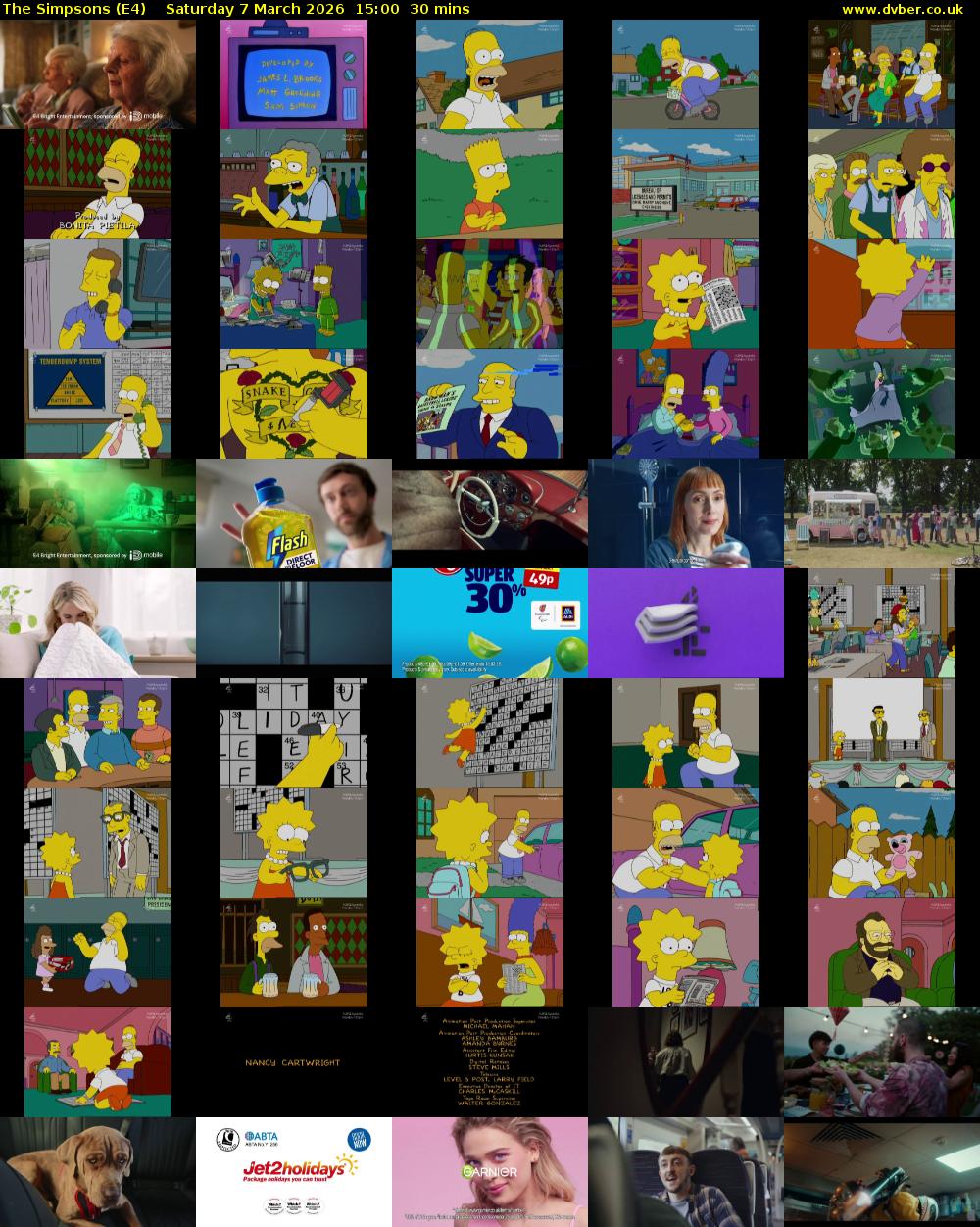 The Simpsons (E4) Saturday 7 March 2026 15:00 - 15:30
