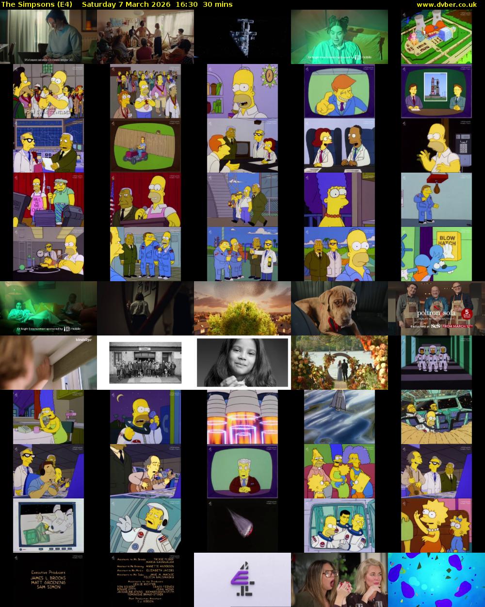 The Simpsons (E4) Saturday 7 March 2026 16:30 - 17:00
