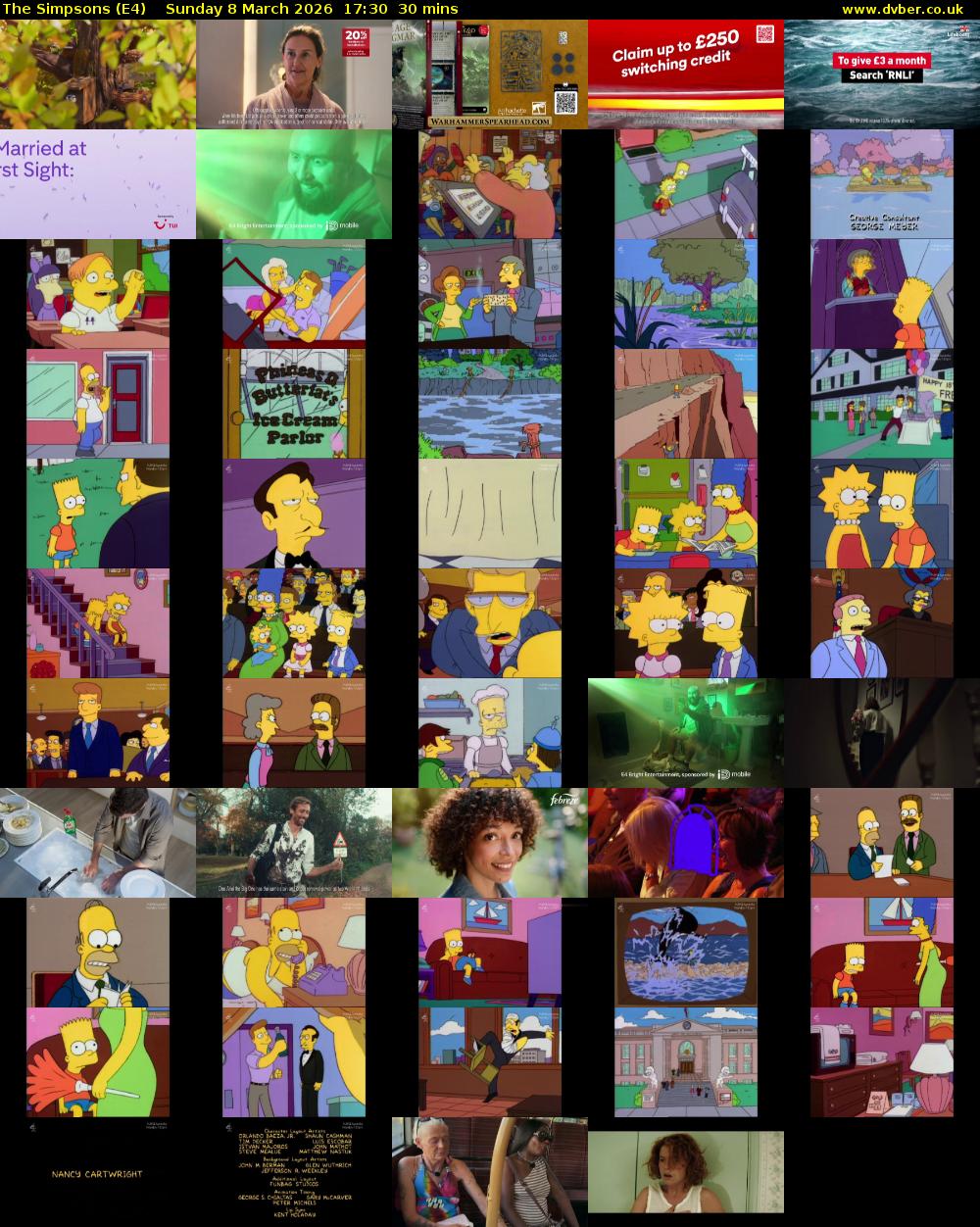 The Simpsons (E4) Sunday 8 March 2026 17:30 - 18:00