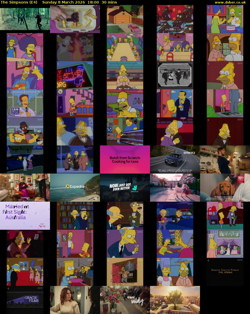 The Simpsons (E4) Sunday 8 March 2026 18:00 - 18:30
