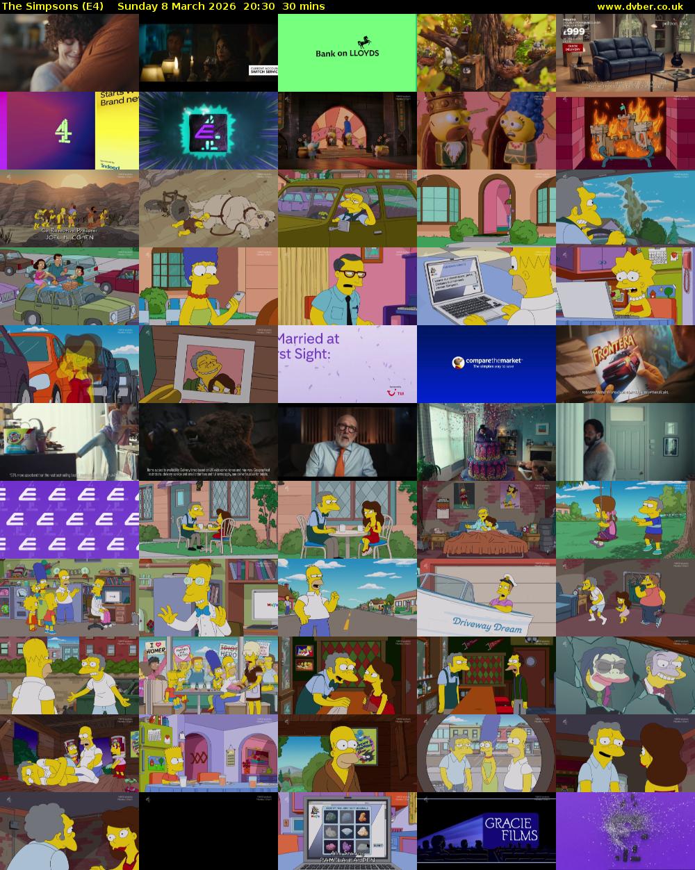 The Simpsons (E4) Sunday 8 March 2026 20:30 - 21:00
