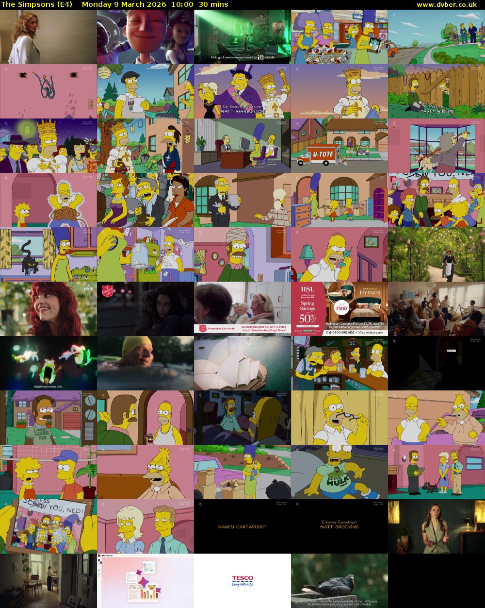 The Simpsons (E4) Monday 9 March 2026 10:00 - 10:30