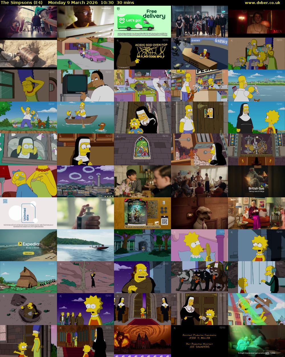 The Simpsons (E4) Monday 9 March 2026 10:30 - 11:00