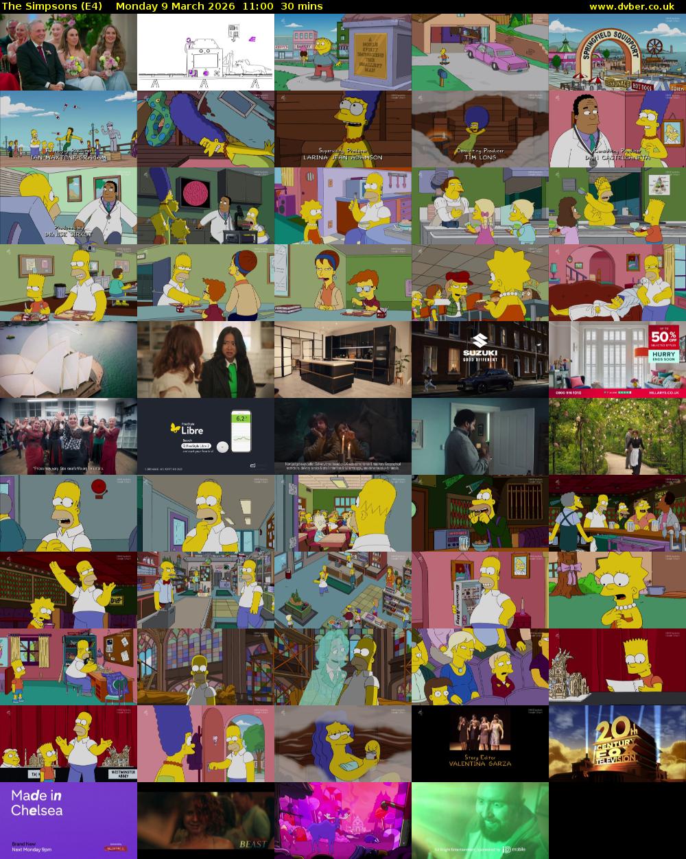 The Simpsons (E4) Monday 9 March 2026 11:00 - 11:30