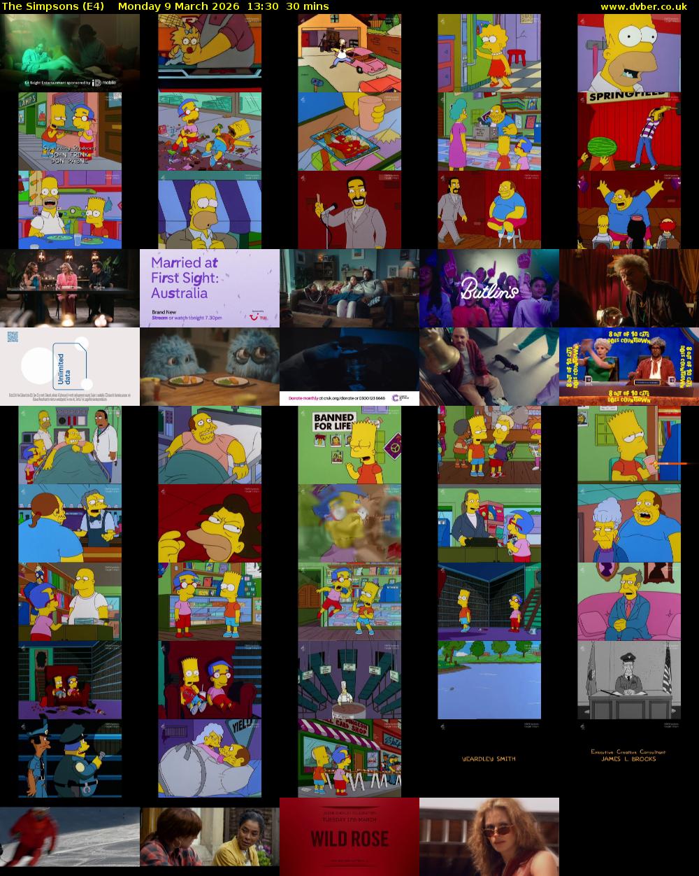 The Simpsons (E4) Monday 9 March 2026 13:30 - 14:00