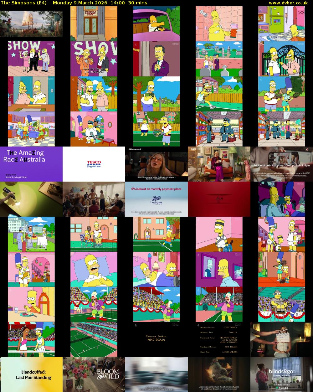 The Simpsons (E4) Monday 9 March 2026 14:00 - 14:30