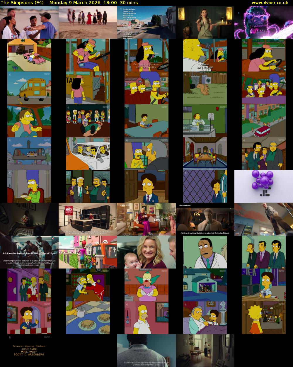 The Simpsons (E4) Monday 9 March 2026 18:00 - 18:30