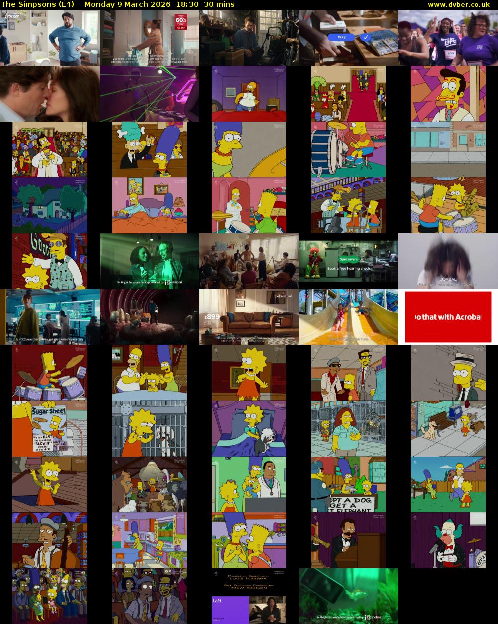 The Simpsons (E4) Monday 9 March 2026 18:30 - 19:00