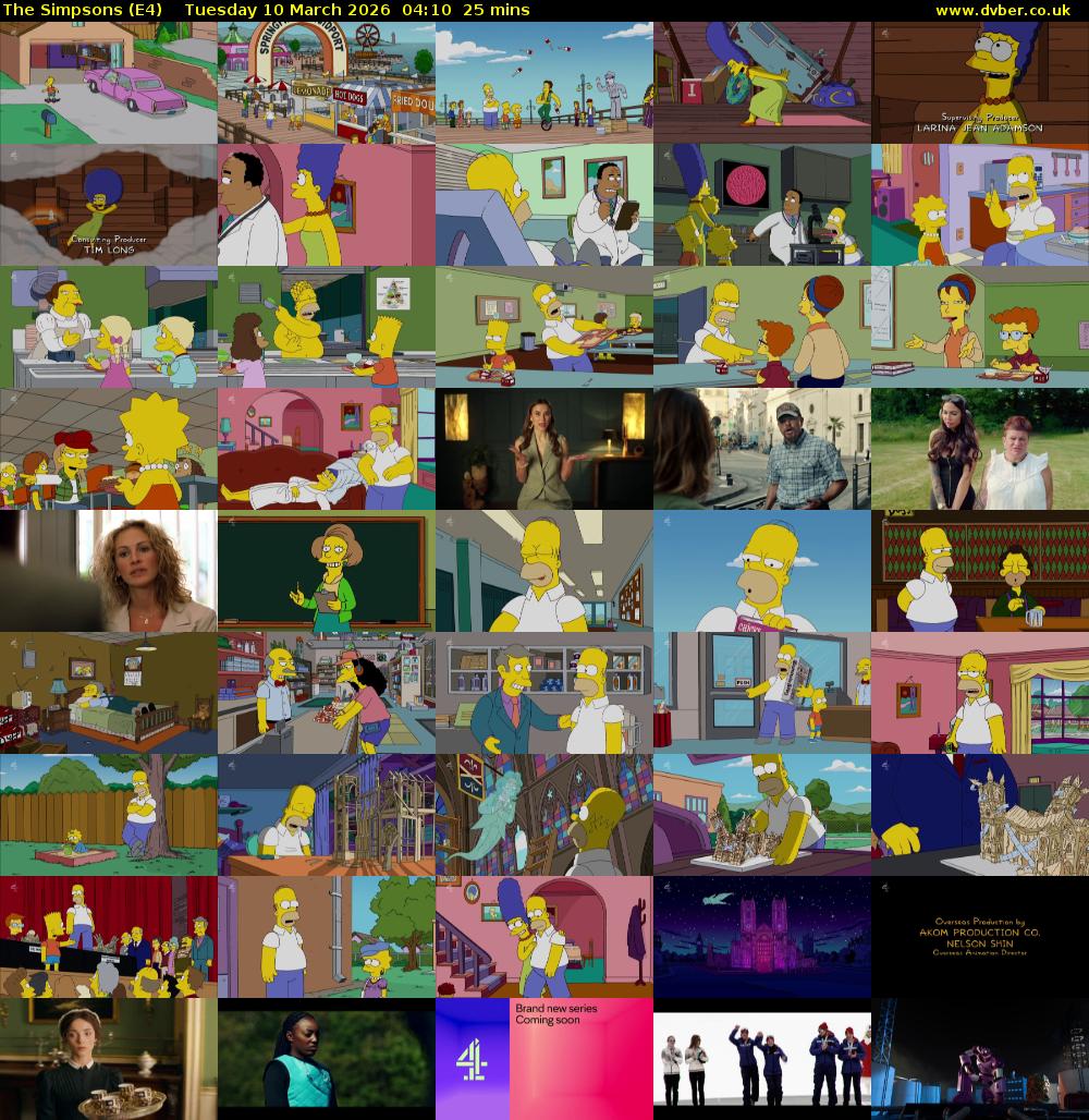The Simpsons (E4) Tuesday 10 March 2026 04:10 - 04:35