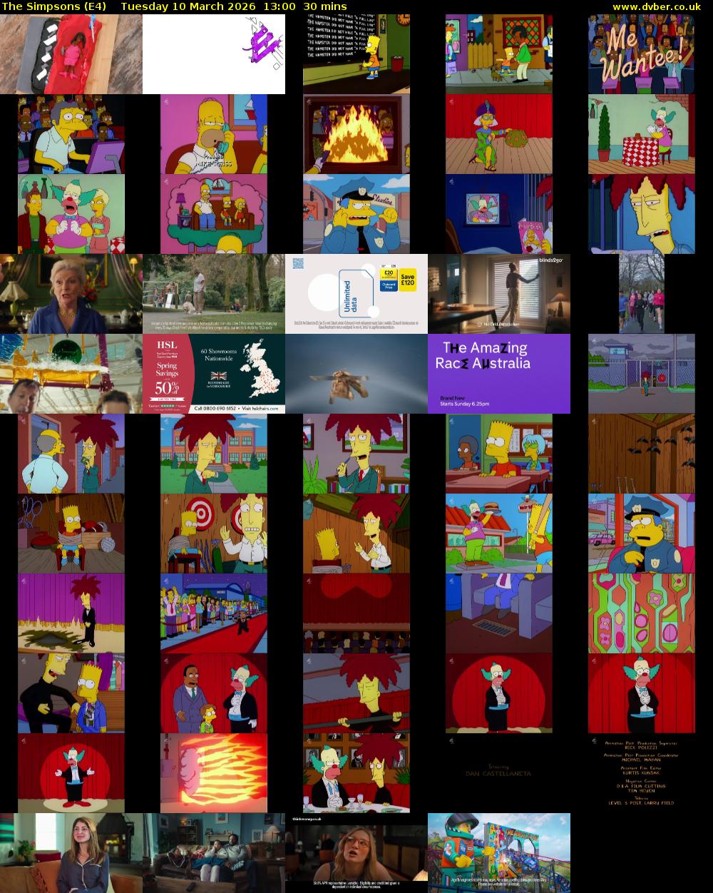 The Simpsons (E4) Tuesday 10 March 2026 13:00 - 13:30