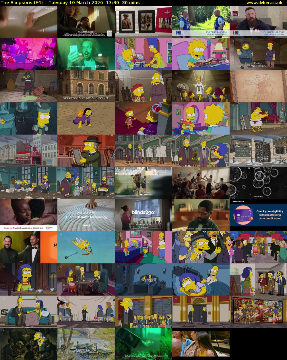 The Simpsons (E4) Tuesday 10 March 2026 13:30 - 14:00