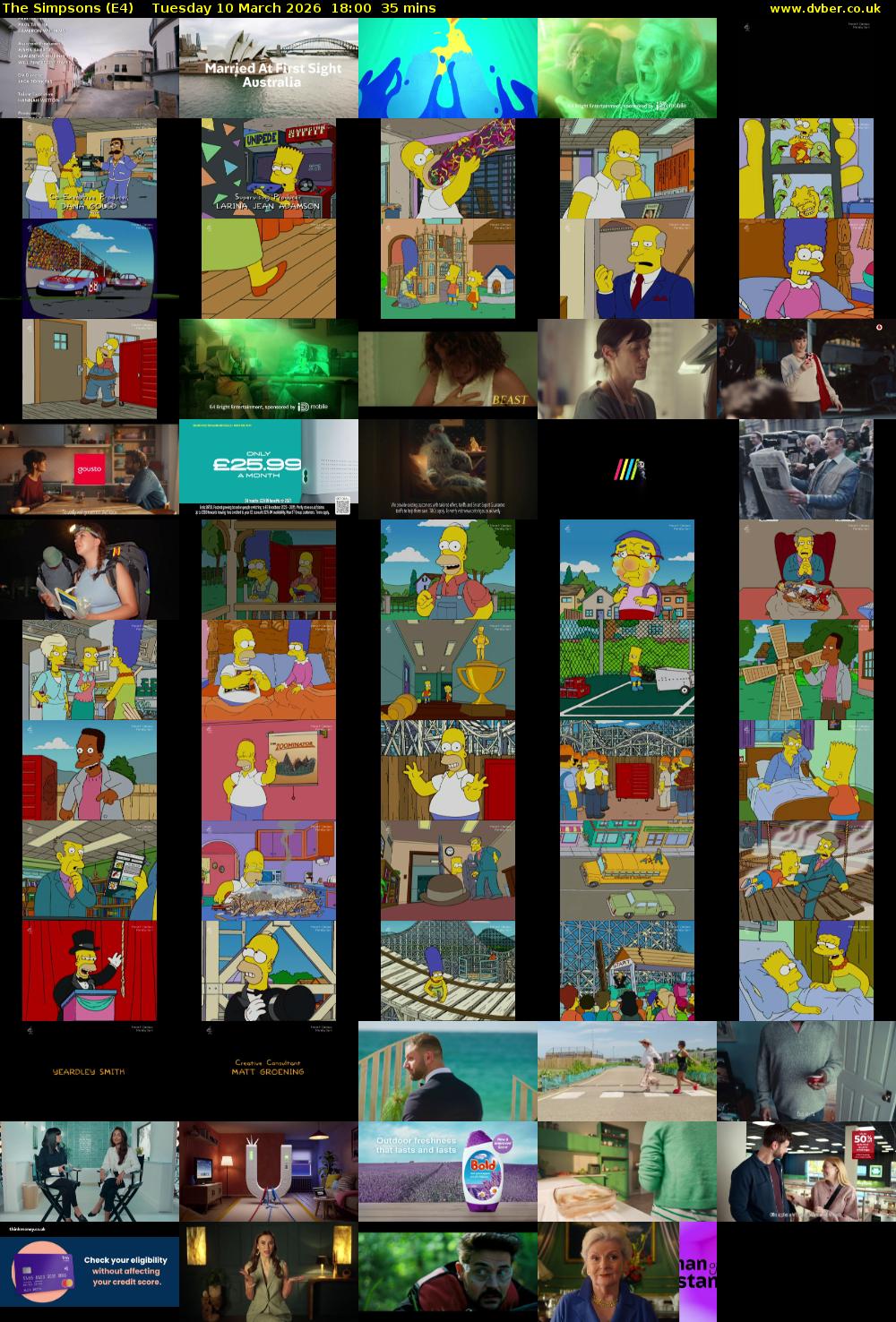The Simpsons (E4) Tuesday 10 March 2026 18:00 - 18:35