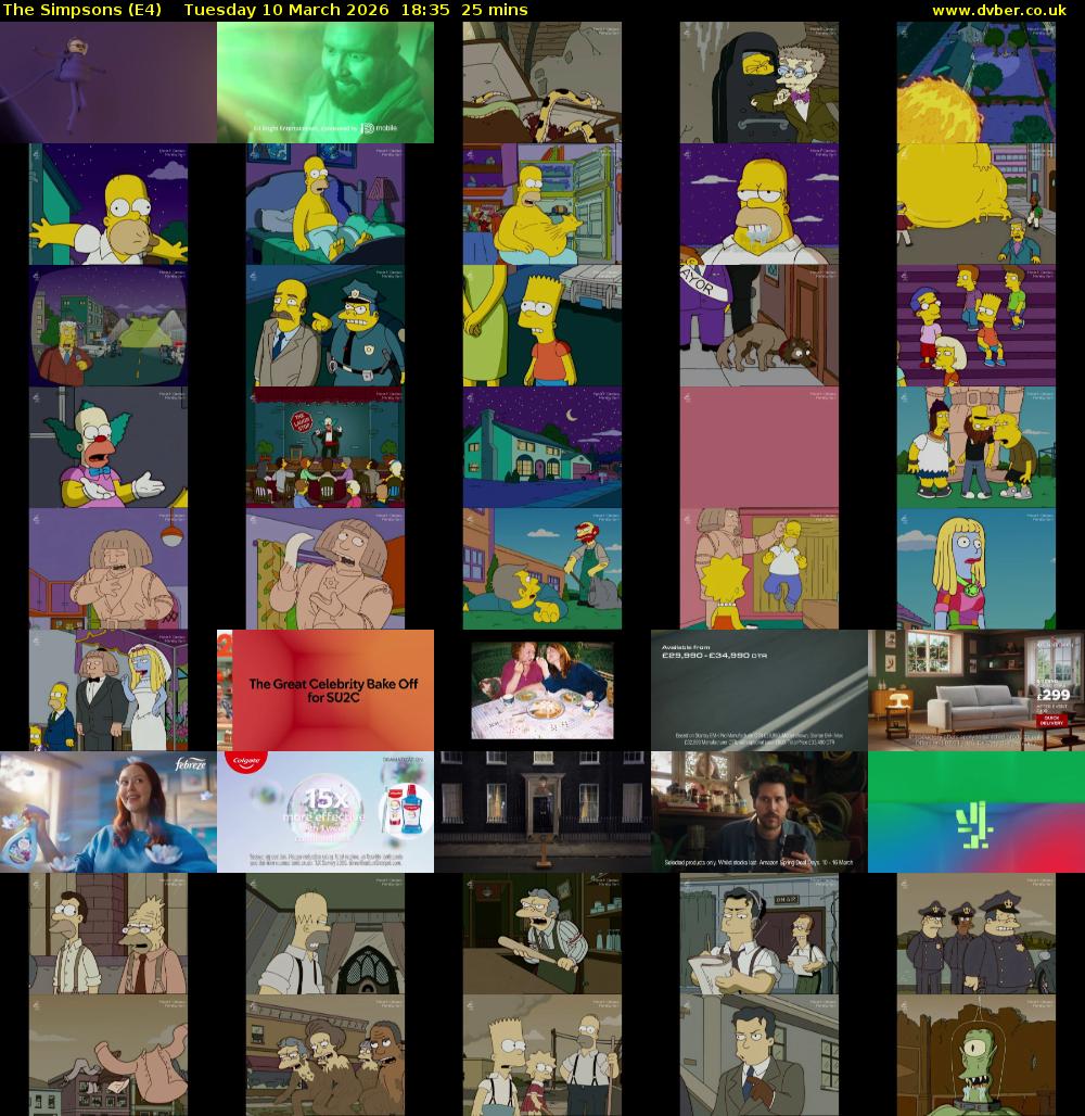 The Simpsons (E4) Tuesday 10 March 2026 18:35 - 19:00
