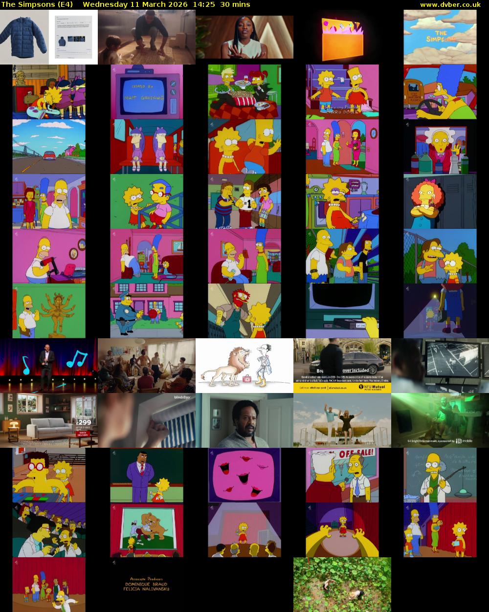 The Simpsons (E4) Wednesday 11 March 2026 14:25 - 14:55