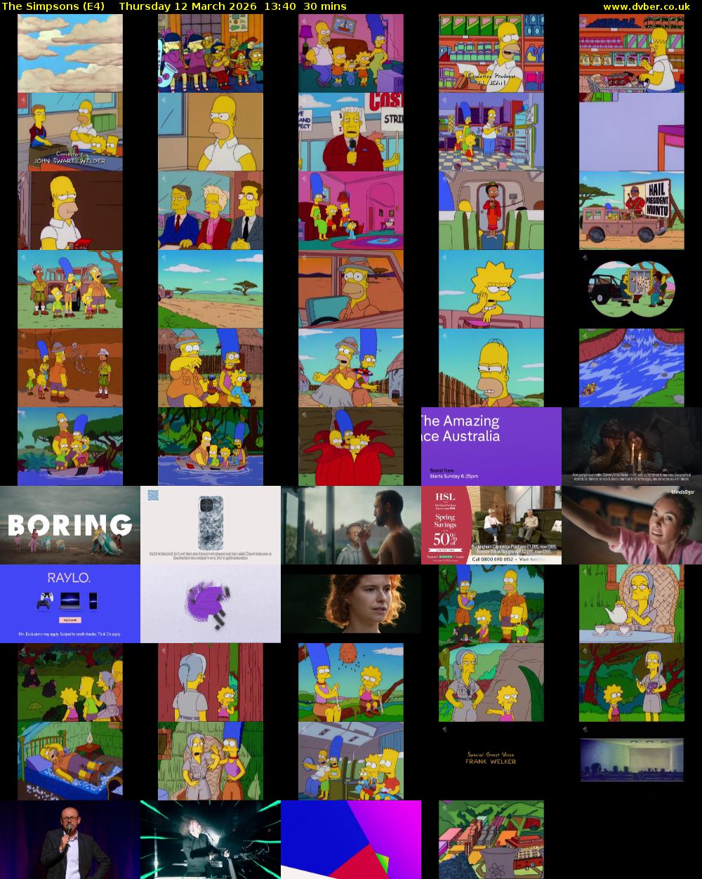 The Simpsons (E4) Thursday 12 March 2026 13:40 - 14:10
