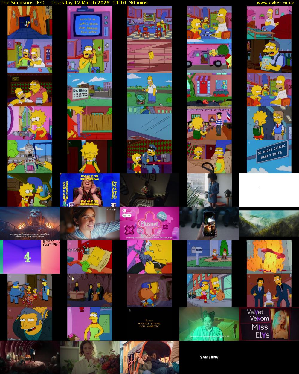 The Simpsons (E4) Thursday 12 March 2026 14:10 - 14:40