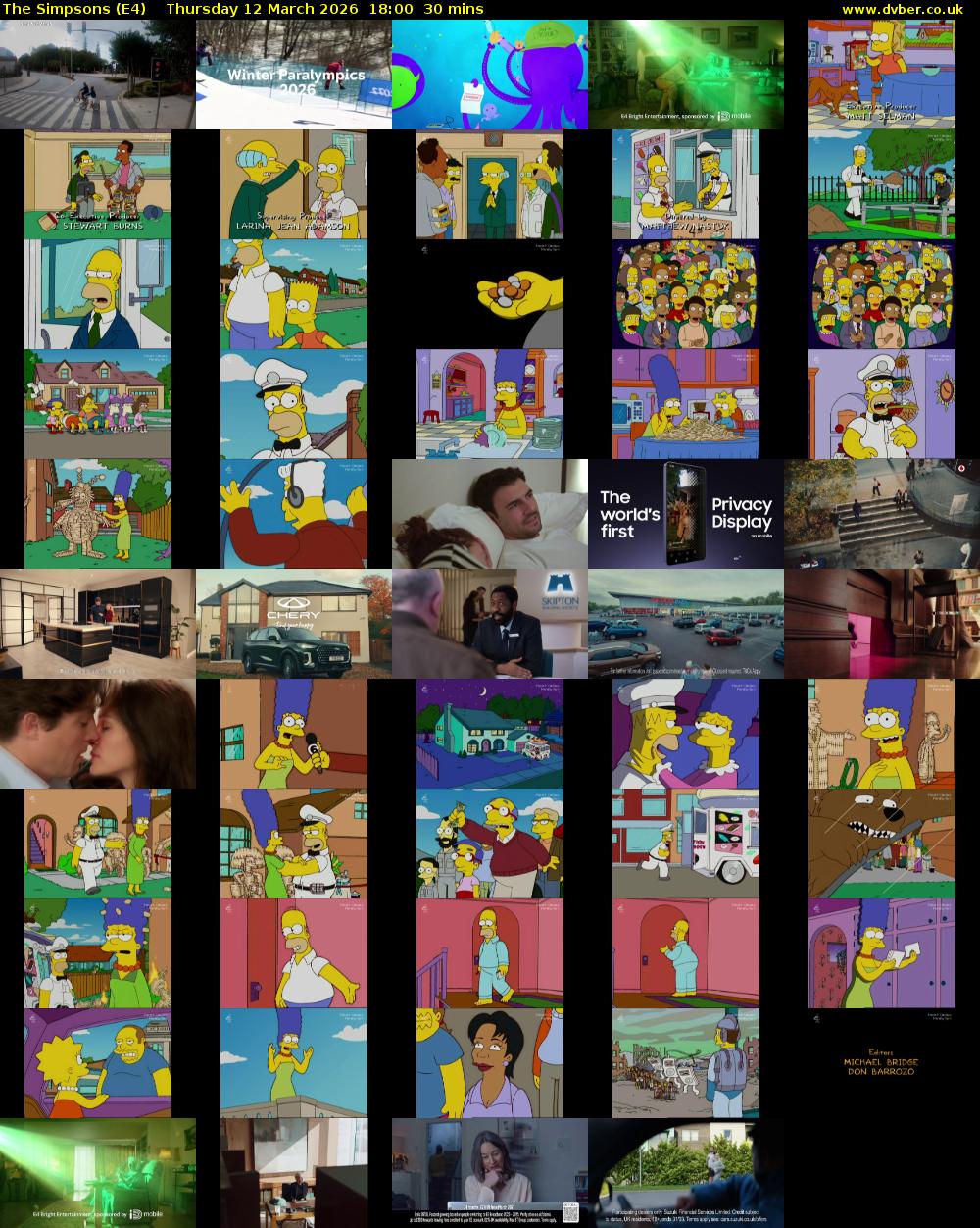 The Simpsons (E4) Thursday 12 March 2026 18:00 - 18:30
