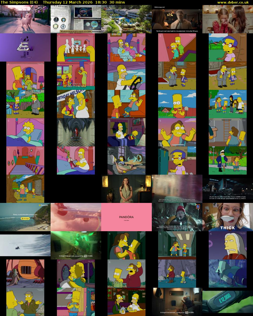 The Simpsons (E4) Thursday 12 March 2026 18:30 - 19:00