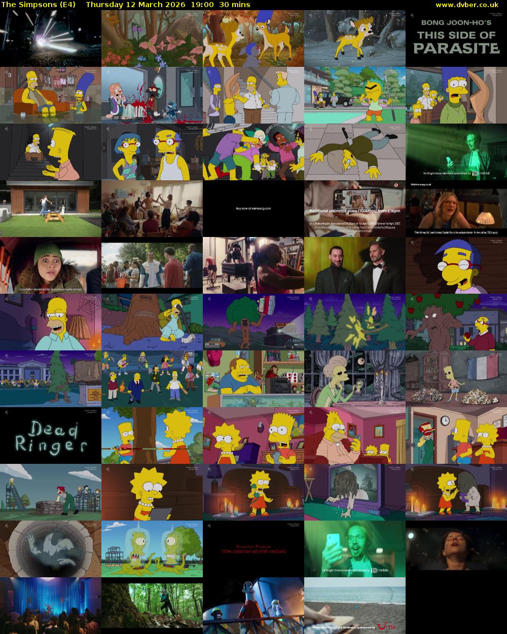 The Simpsons (E4) Thursday 12 March 2026 19:00 - 19:30