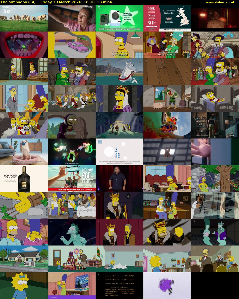 The Simpsons (E4) Friday 13 March 2026 10:30 - 11:00