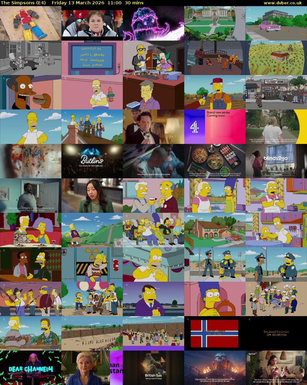 The Simpsons (E4) Friday 13 March 2026 11:00 - 11:30