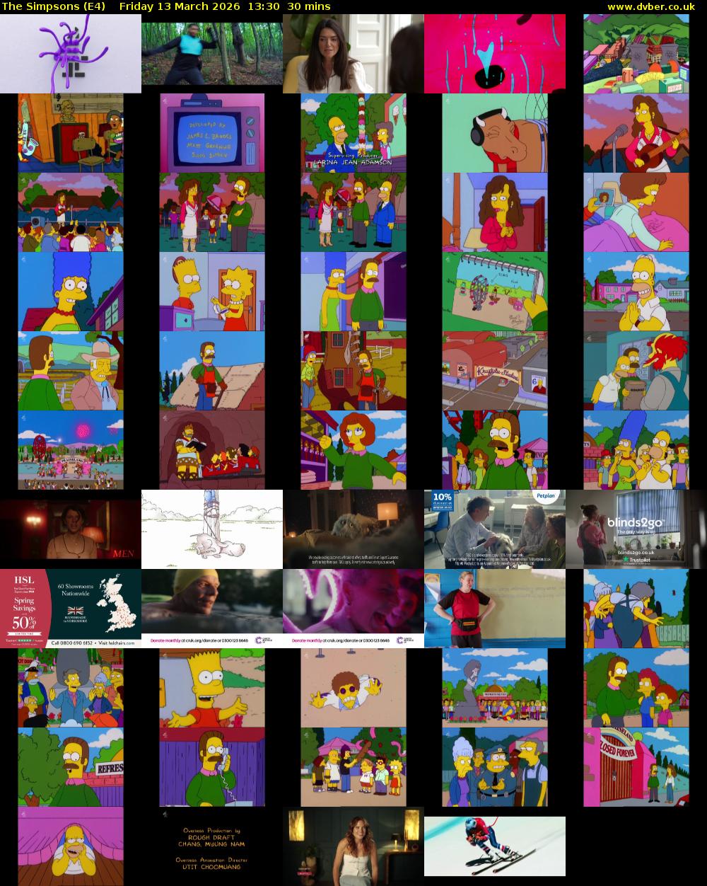 The Simpsons (E4) Friday 13 March 2026 13:30 - 14:00