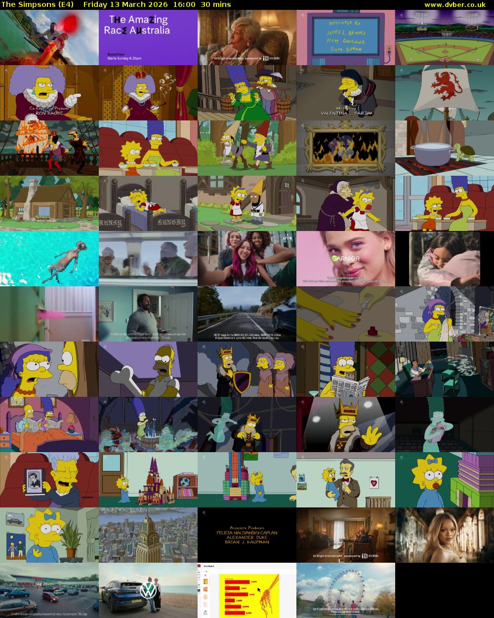 The Simpsons (E4) Friday 13 March 2026 16:00 - 16:30