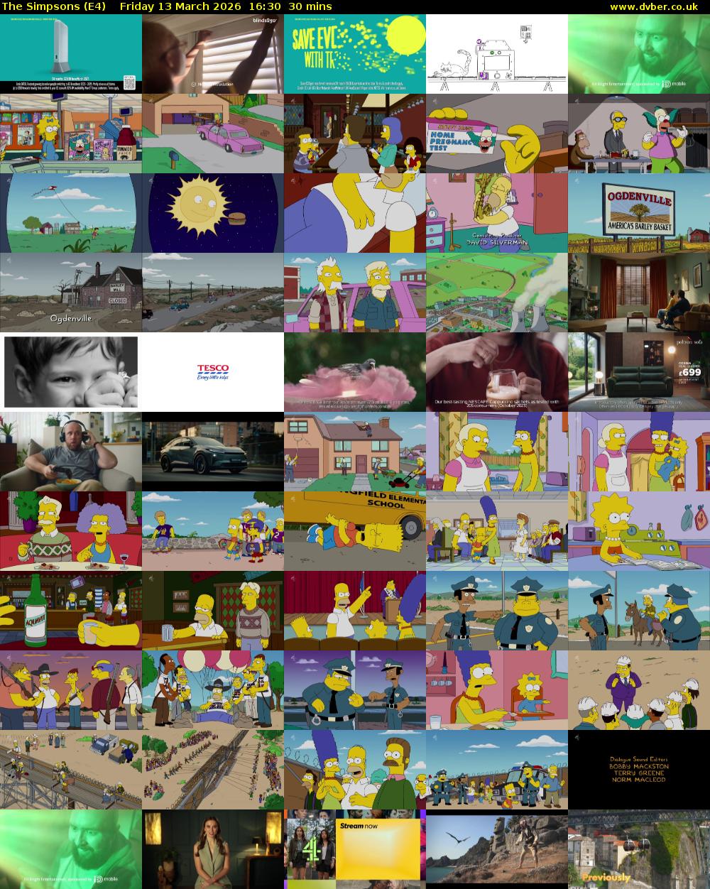 The Simpsons (E4) Friday 13 March 2026 16:30 - 17:00