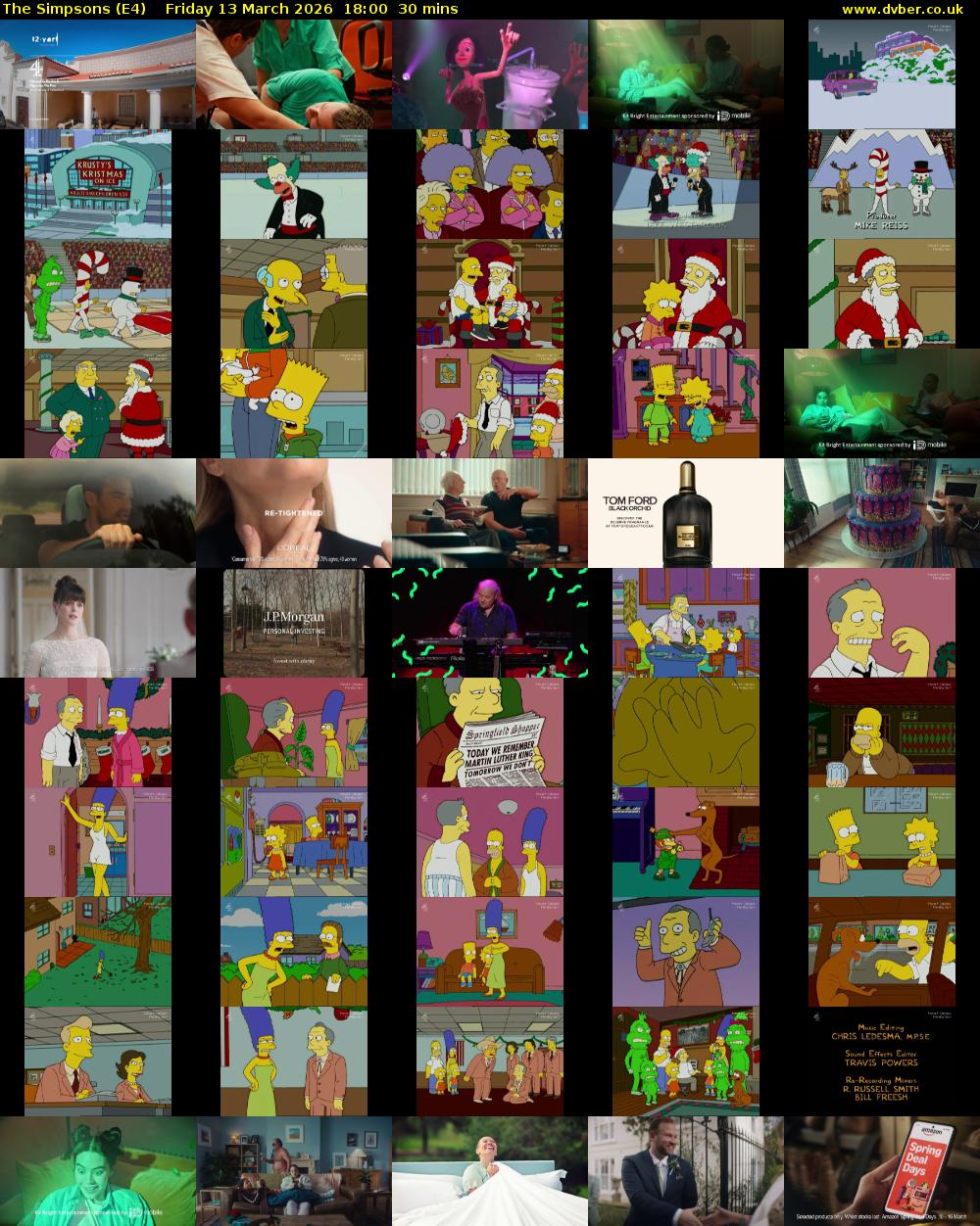 The Simpsons (E4) Friday 13 March 2026 18:00 - 18:30